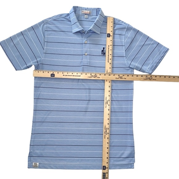 Peter Millar Summer Comfort Polo Shirt Blue Stripe Logo Men’s Size Large - Picture 4 of 13